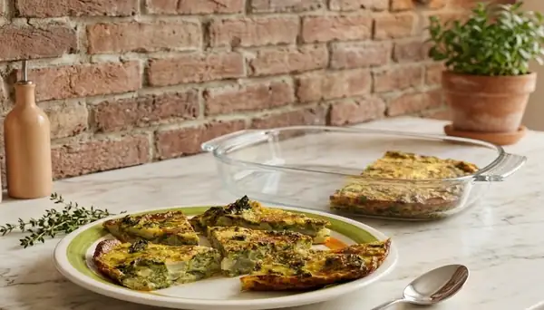 A vegetarian flan that enhances green leaves and can also be enjoyed warm