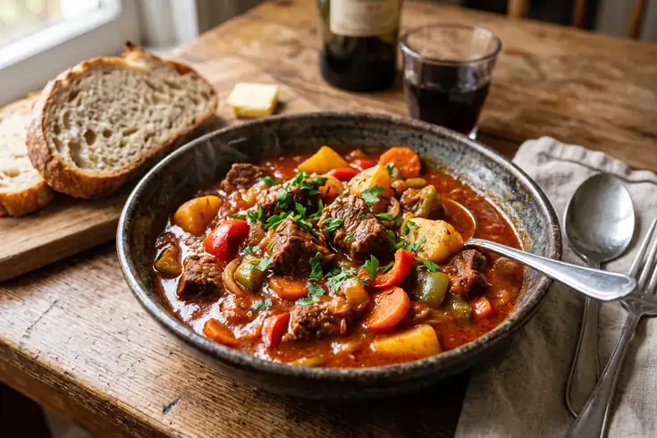 Beef Goulash with Mushroom Gravy: How to Make the Meat Tender and the Sauce Thick