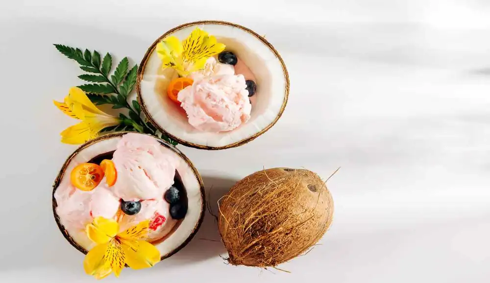 Coconut and strawberry ice cream