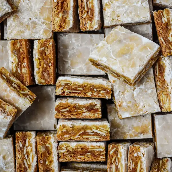 Spiced Cookies with Candied Citrus Peels and Almonds (Leckerli)