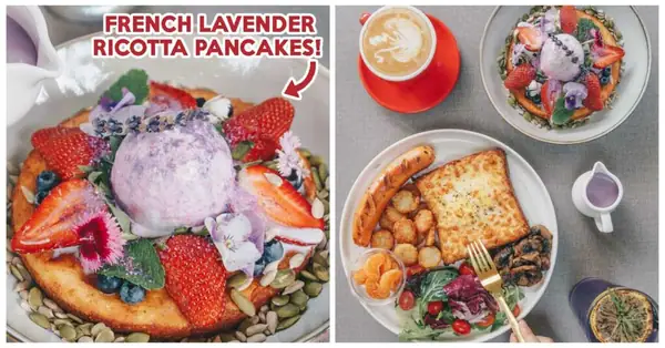 Cafe Coco Has A Lavender-Infused Brunch Menu With Purple Ricotta Hotcakes In Gardens By The Bay