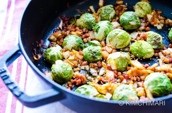 Easy Brussels Sprouts Recipe with Kimchi and Pancetta